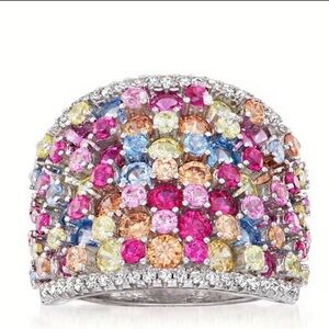 Multicolor Cubic Zirconia Dome Ring